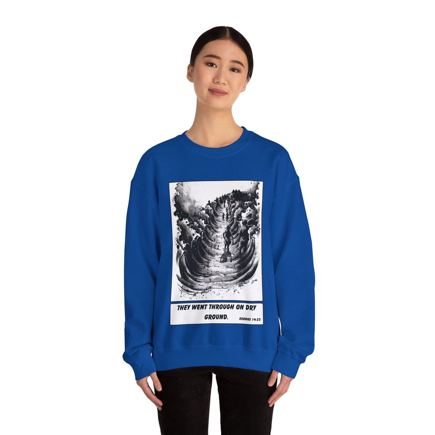 Red Sea (Dry Ground) Sweater – Black & White Faith Ink Panel (Ex 14:22)