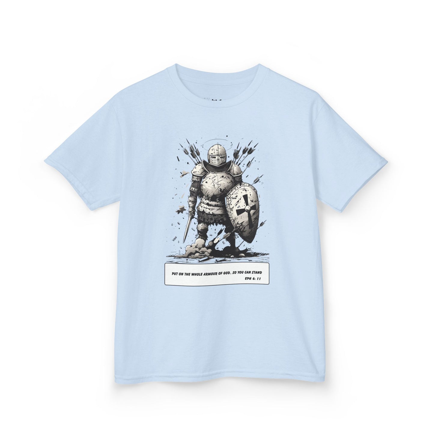 Whole Armor – Black & White Faith Ink Panel Kids T-Shirt (Eph 6:11)