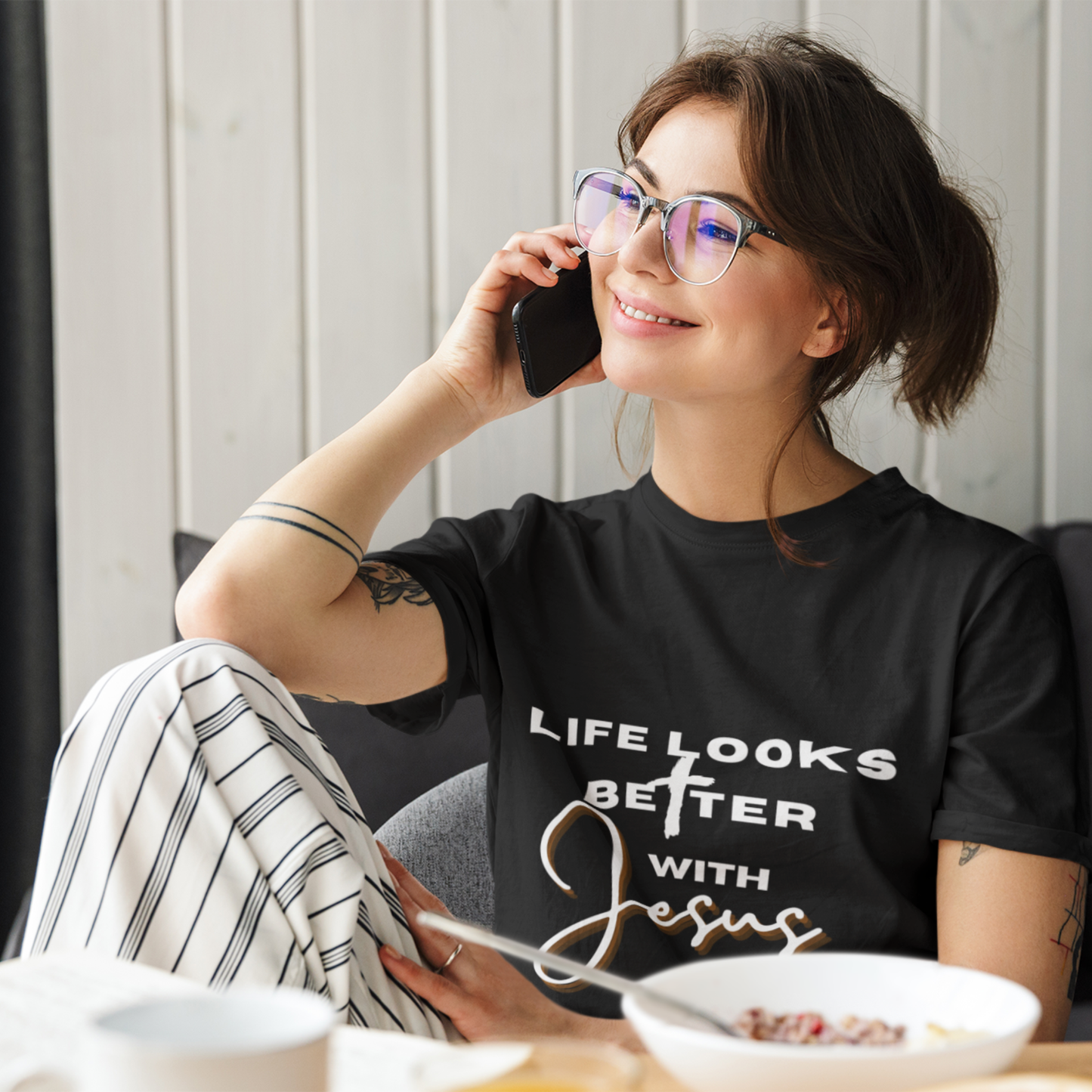 Life Looks Better With Jesus — Light Ink | Unisex Tee