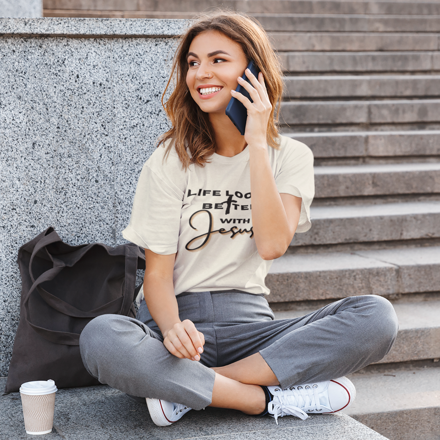 Life Looks Better With Jesus — Dark Ink | Unisex Tee