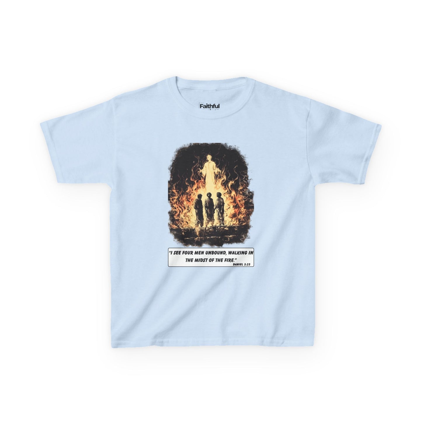 Fiery Furnace (Fourth in the Fire) – Faith Ink Panel T-Shirt (B/W)