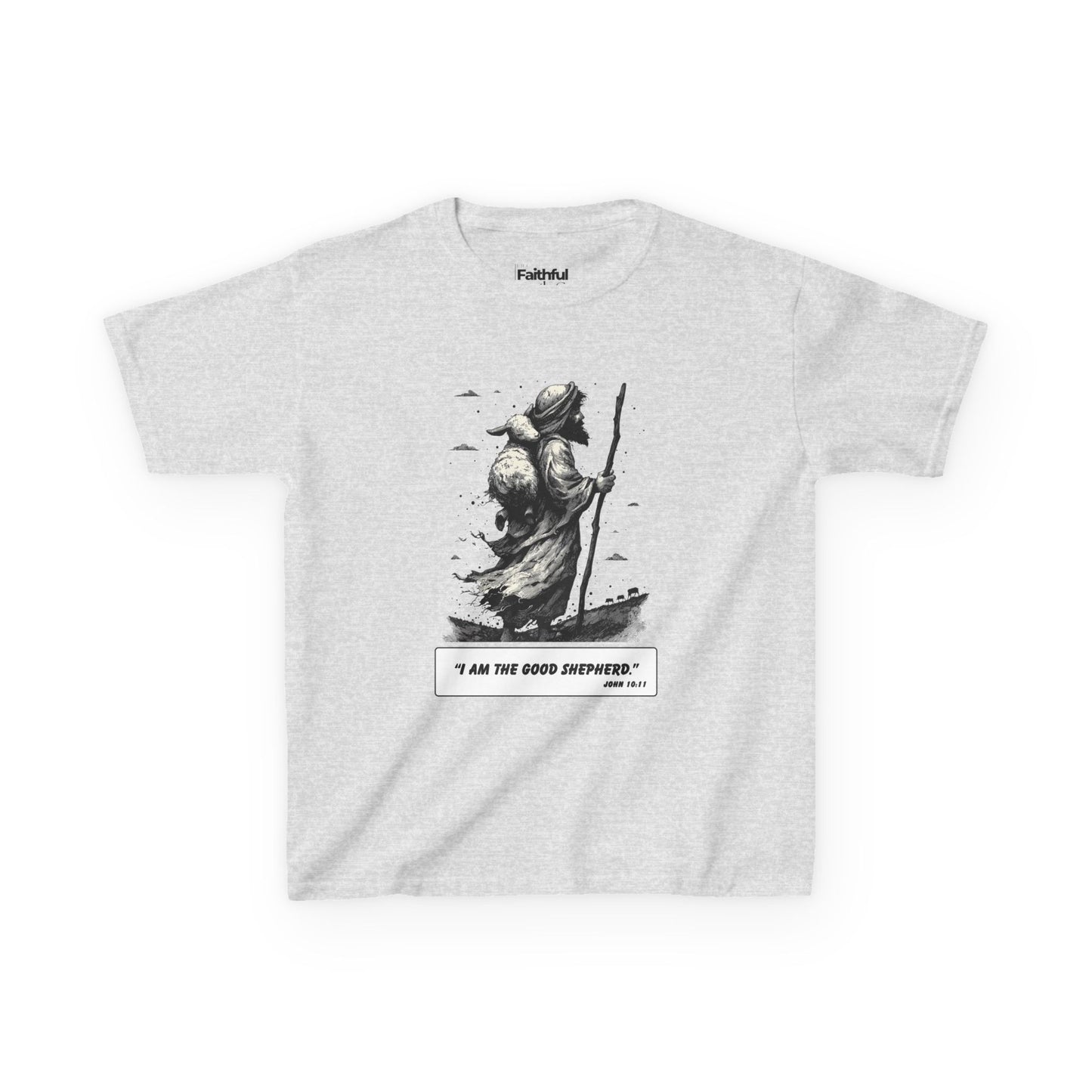 The Good Shepherd (Carry the Lamb) – Faith Ink Panel T-Shirt (B/W)