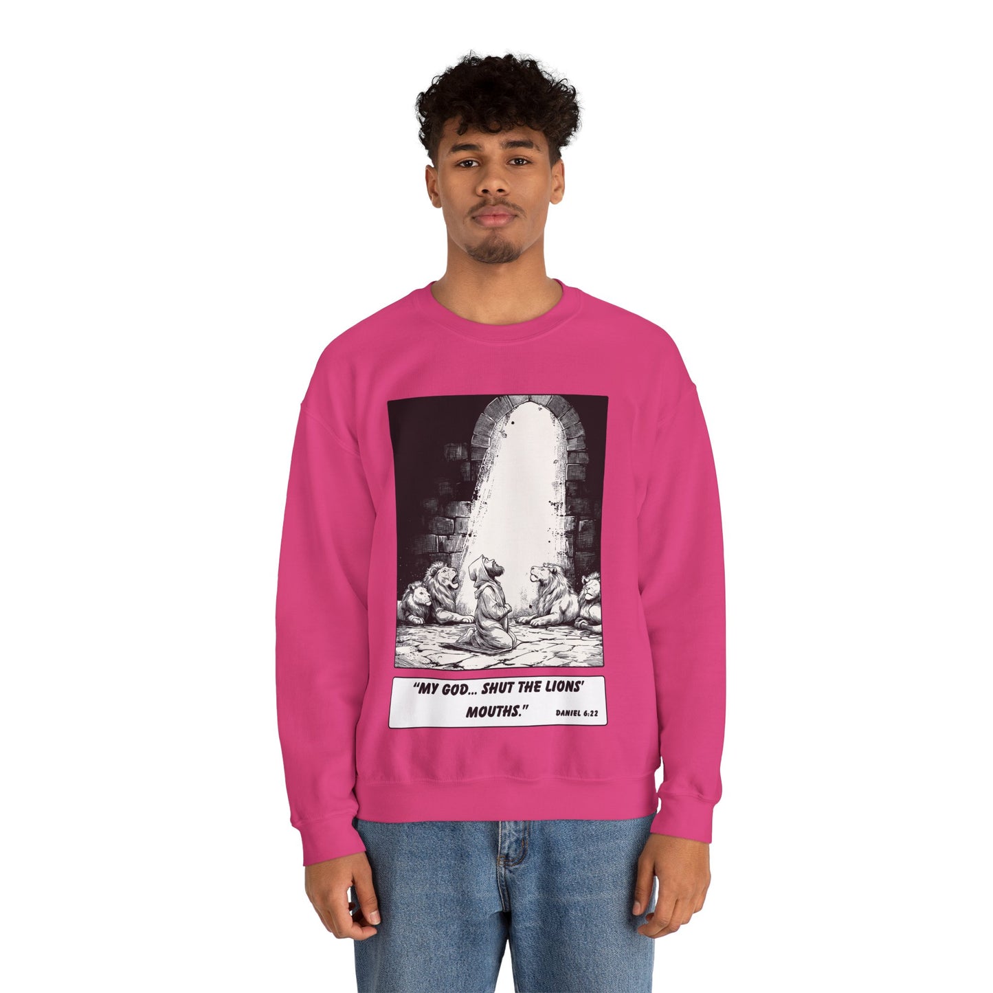 Daniel in the Lions’ Den Sweater – Black & White Faith Ink Panel (Dan 6:22)