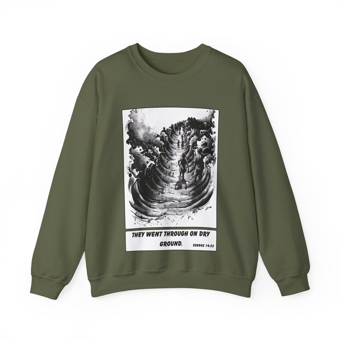 Red Sea (Dry Ground) Sweater – Black & White Faith Ink Panel (Ex 14:22)