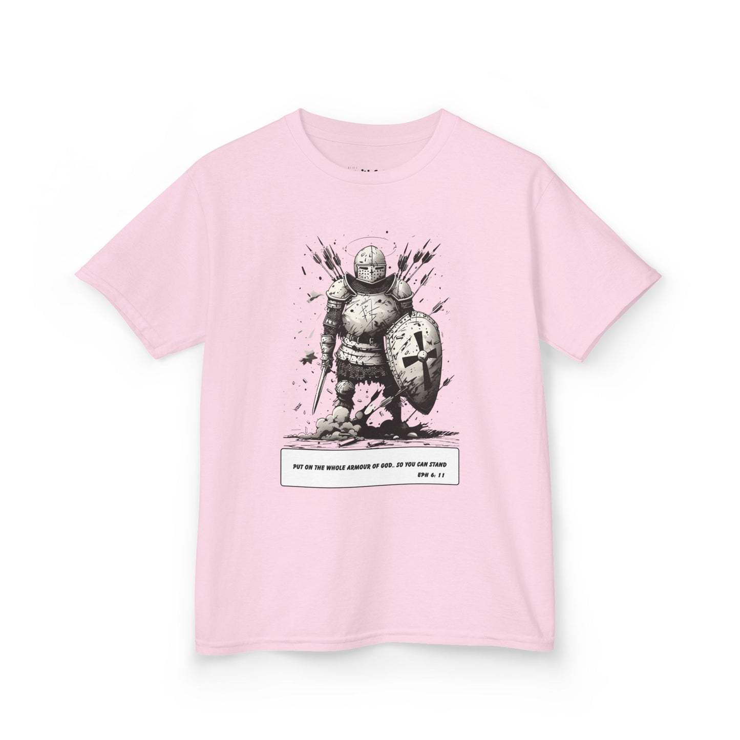 Whole Armor – Black & White Faith Ink Panel Kids T-Shirt (Eph 6:11)