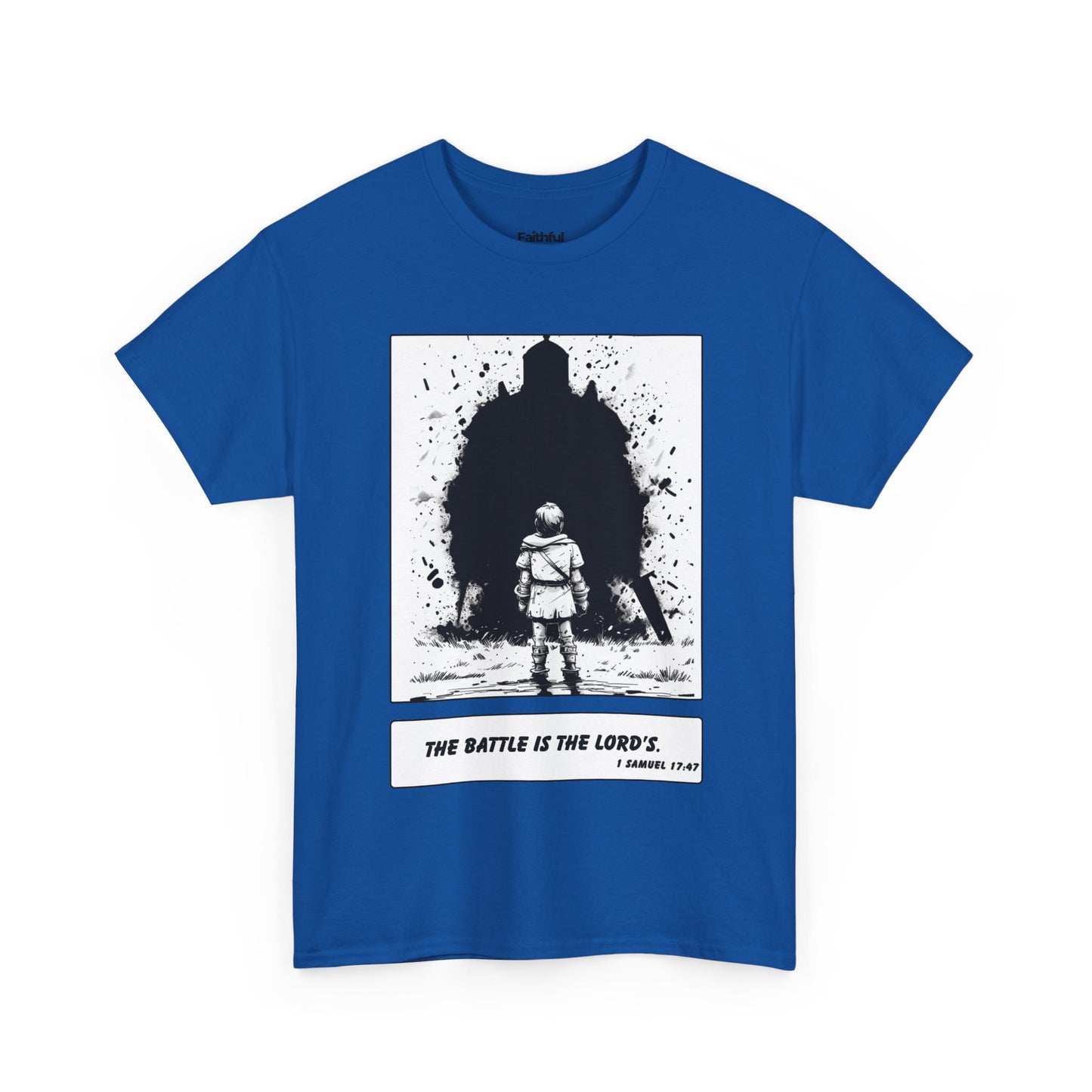 David & Goliath Tee – Black & White Faith Ink Panel (1 Sam 17:47)