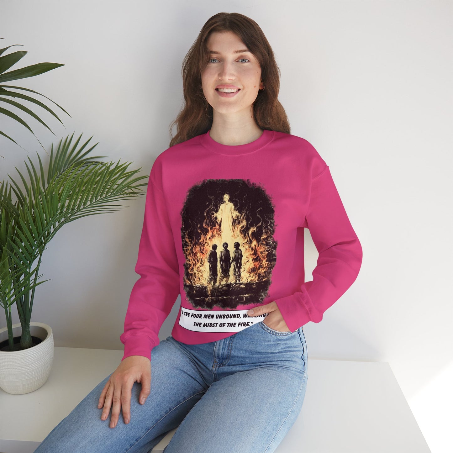 Fiery Furnace Sweater – Black & White Faith Ink Panel (Dan 3:25)