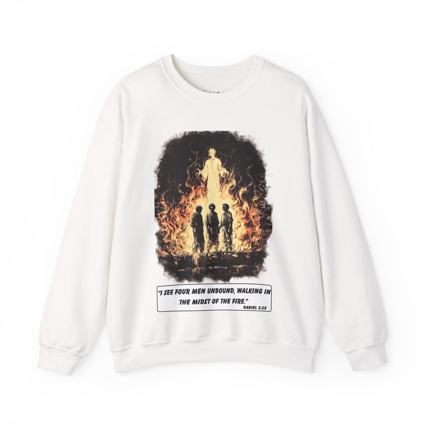 Fiery Furnace Sweater – Black & White Faith Ink Panel (Dan 3:25)