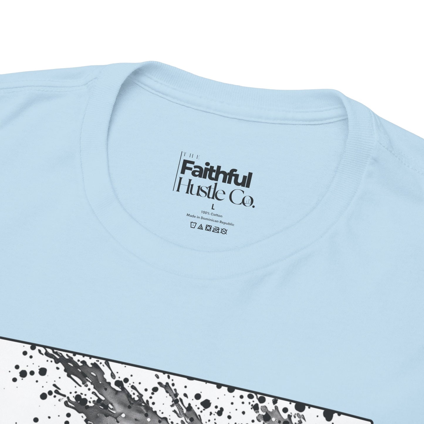 Moses & The Red Sea Staff Raised Tee – Black & White Faith Ink Panel (Ex 14:14)