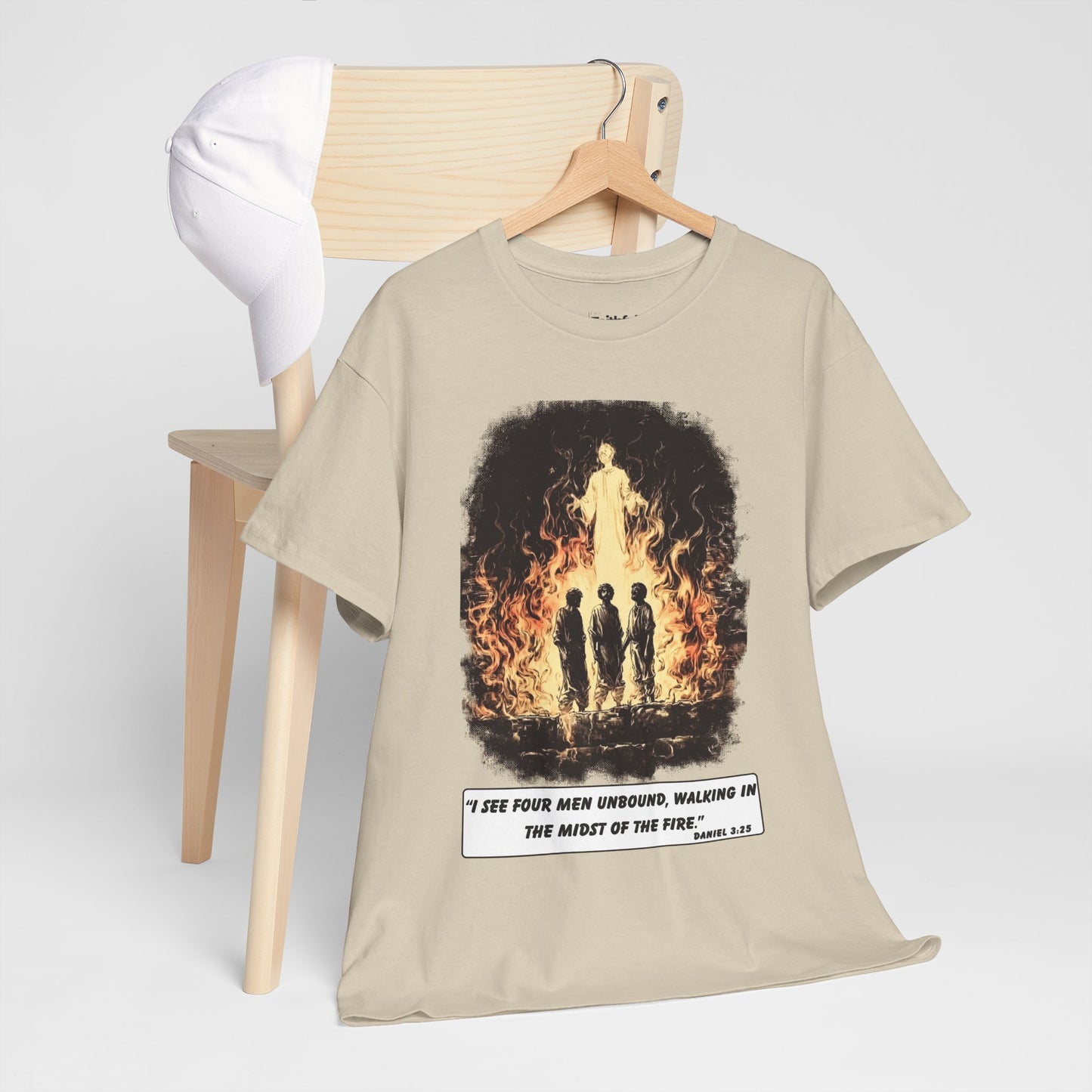 Fiery Furnace Tee – Black & White Faith Ink Panel (Dan 3:25)
