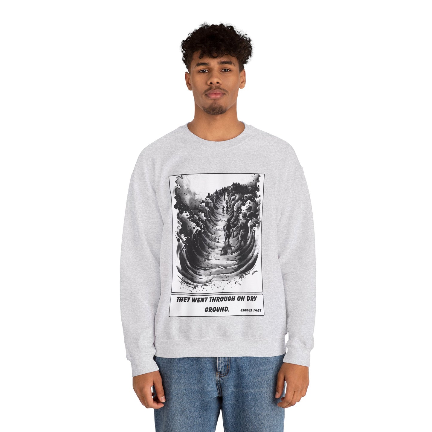 Red Sea (Dry Ground) Sweater – Black & White Faith Ink Panel (Ex 14:22)