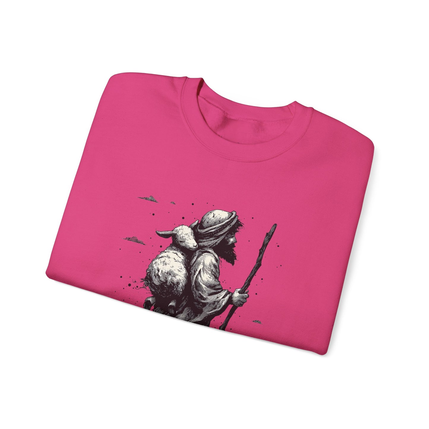 Good Shepherd Sweater – Black & White Faith Ink Panel (John 10:11)