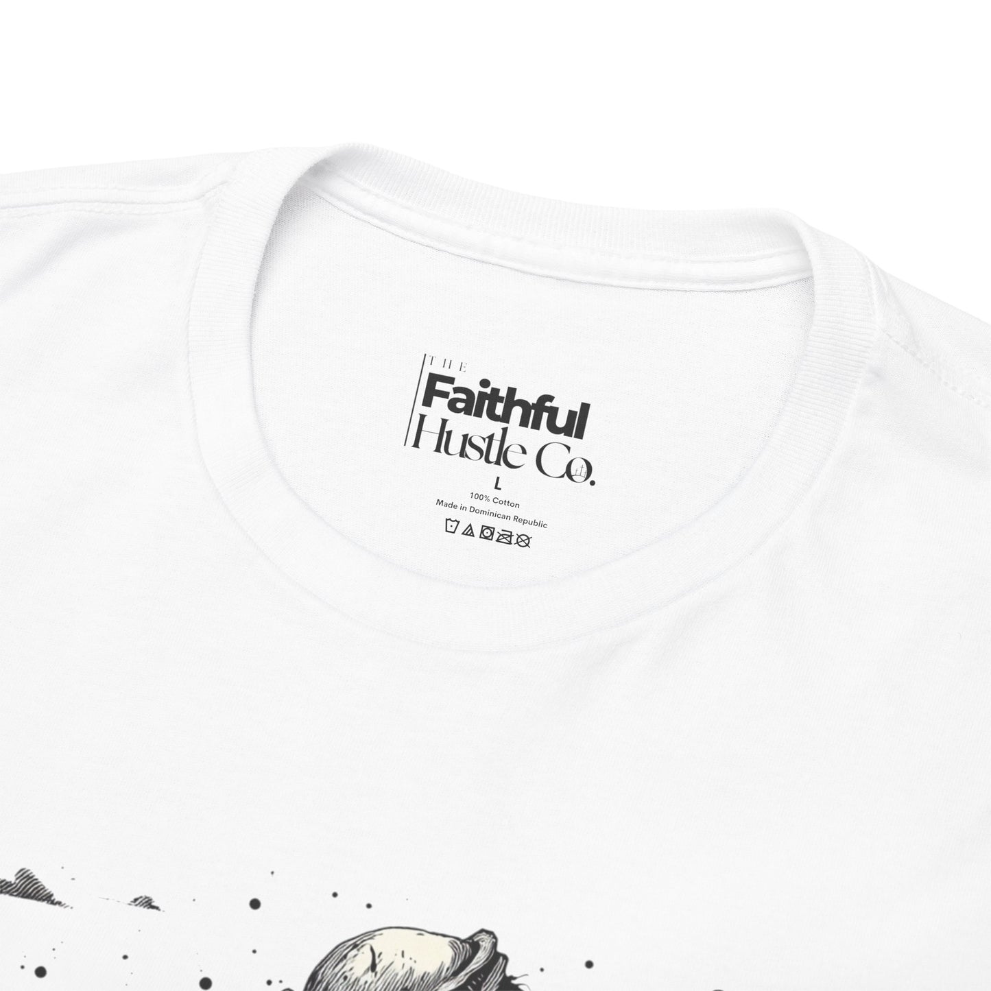 Good Shepherd Tee – Black & White Faith Ink Panel (John 10:11)