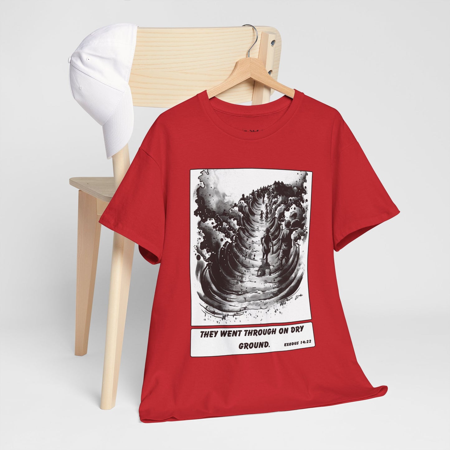 Red Sea Dry Ground Tee – Black & White Faith Ink Panel (Ex 14:22)