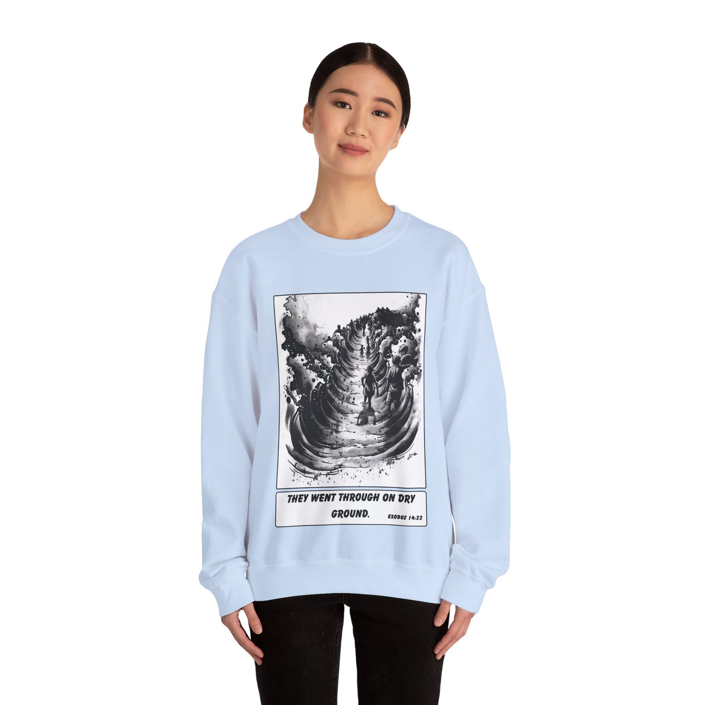 Red Sea (Dry Ground) Sweater – Black & White Faith Ink Panel (Ex 14:22)