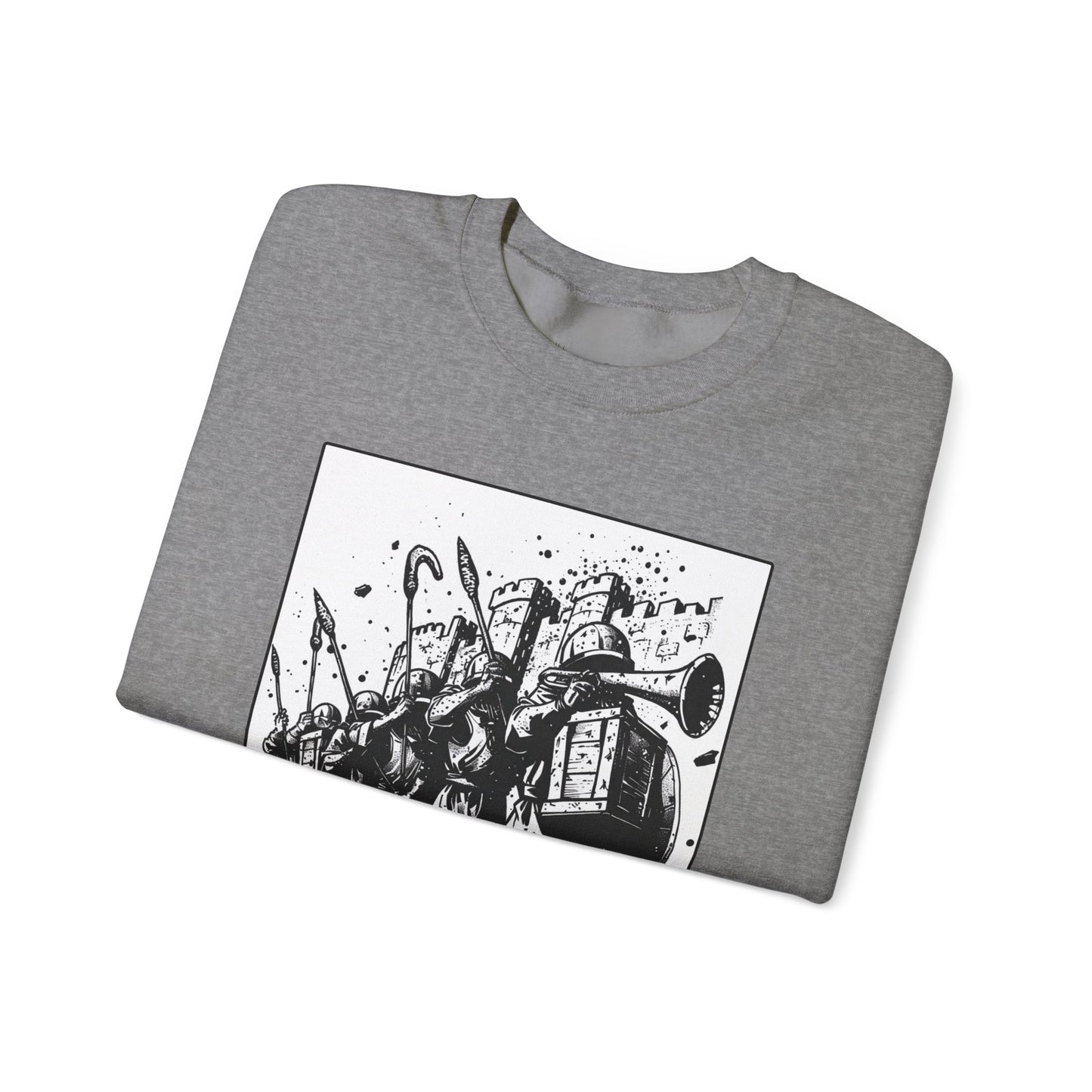 Jericho Sweater – Black & White Faith Ink Panel (Josh 6:16)