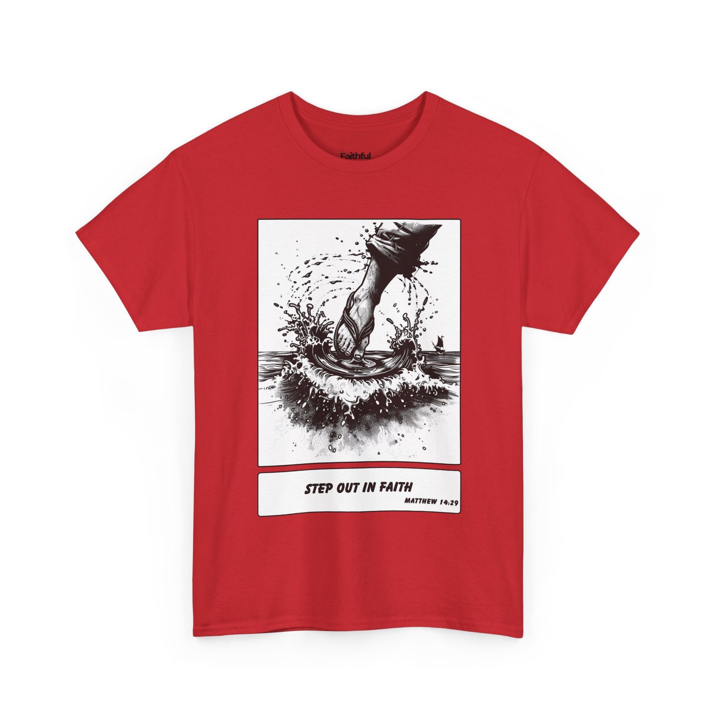 Walking on Water Tee – Black & White Faith Ink Panel (Matt 14:29)