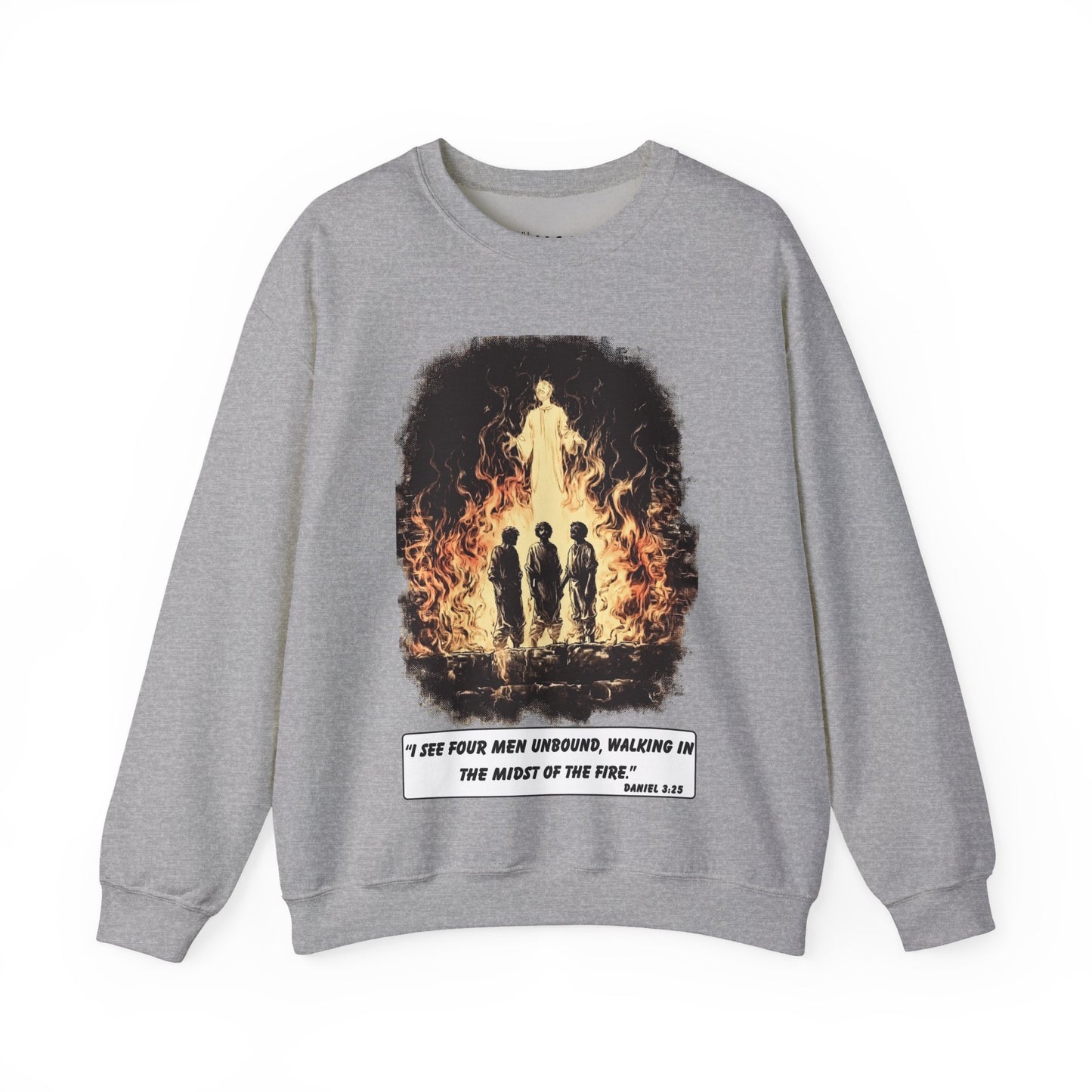 Fiery Furnace Sweater – Black & White Faith Ink Panel (Dan 3:25)