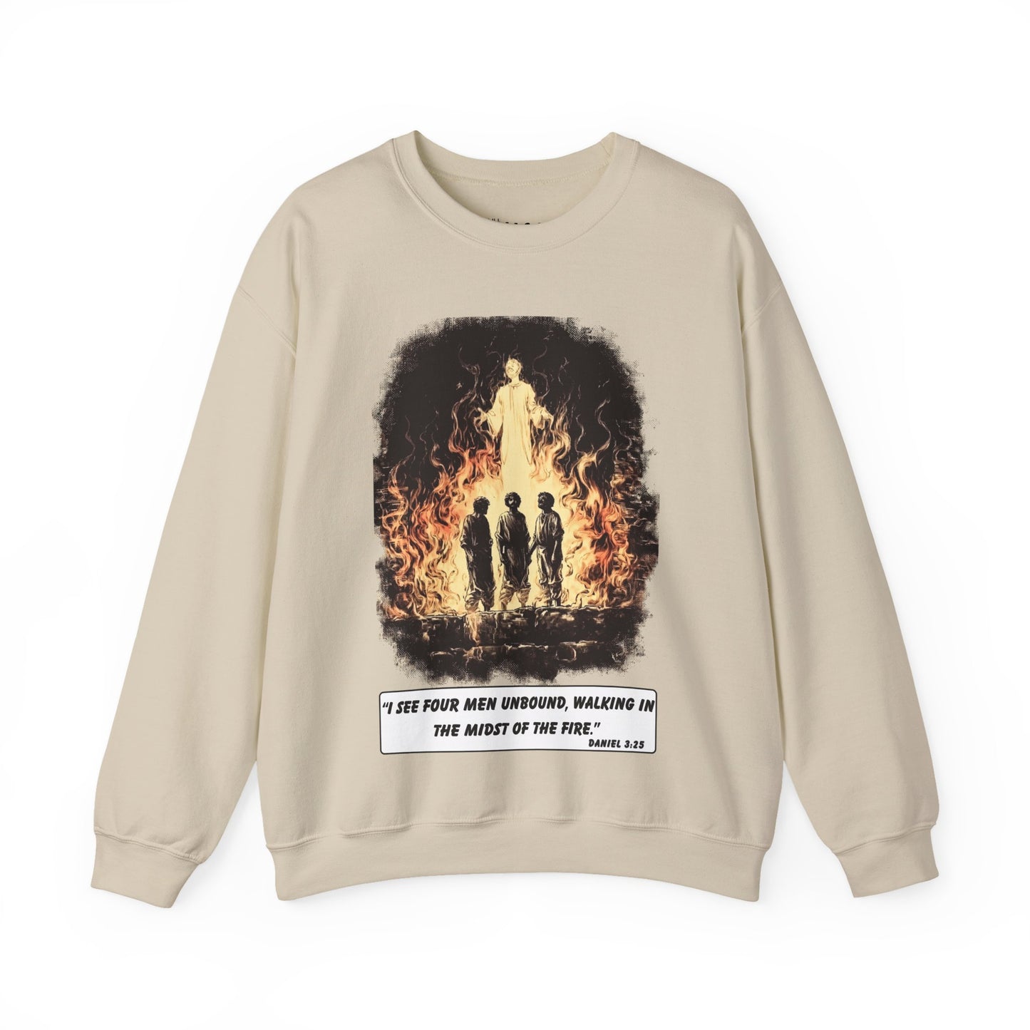 Fiery Furnace Sweater – Black & White Faith Ink Panel (Dan 3:25)