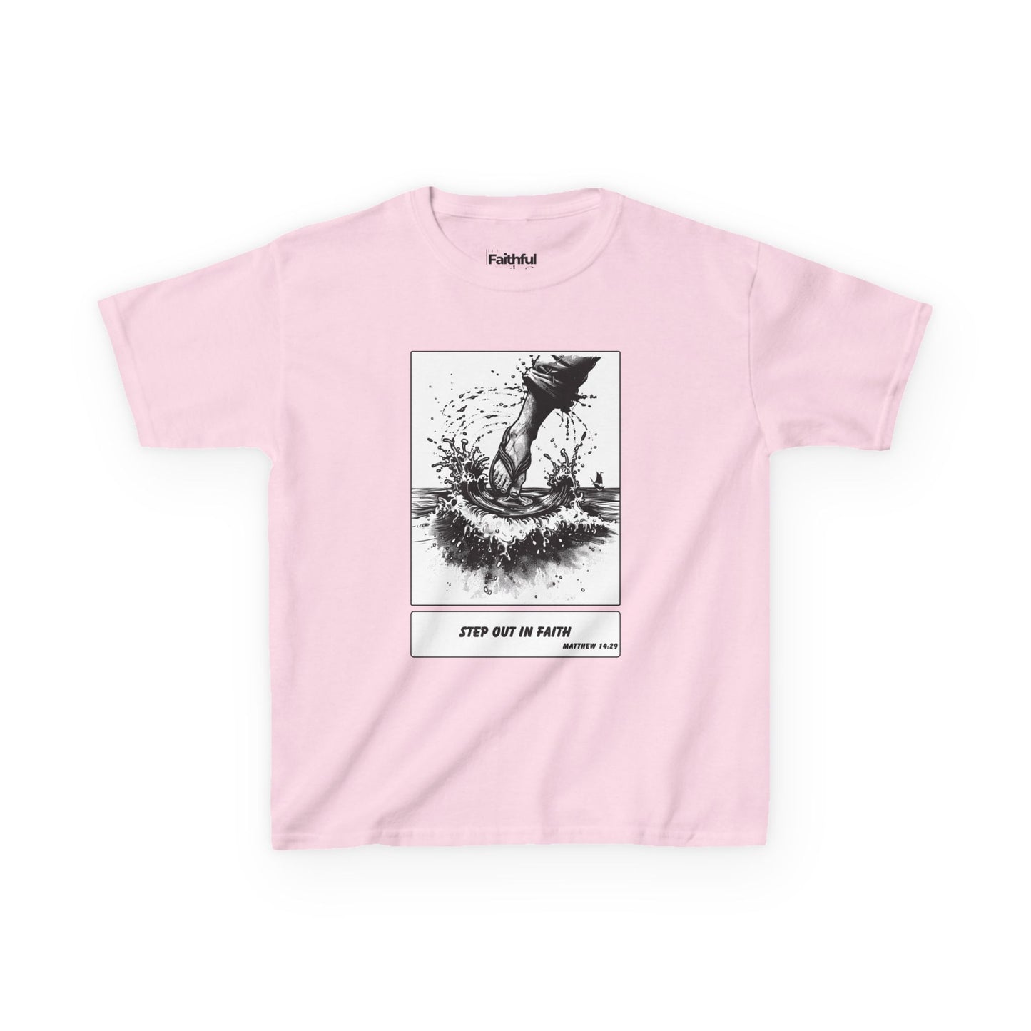 Walking on Water (Step Out in Faith) – Faith Ink Panel T-Shirt (B/W)