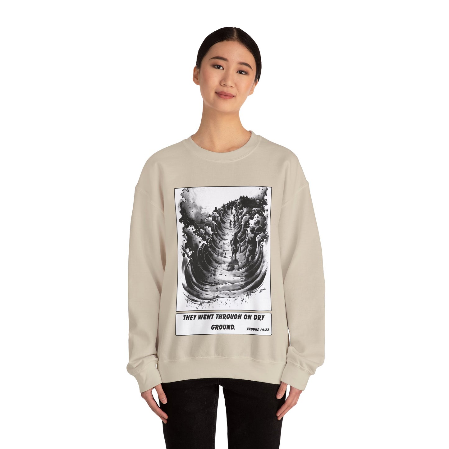 Red Sea (Dry Ground) Sweater – Black & White Faith Ink Panel (Ex 14:22)