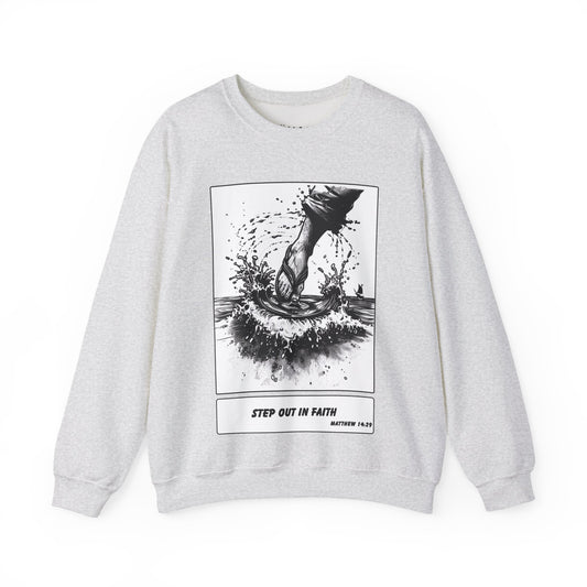 Walking on Water Sweater – Black & White Faith Ink Panel (Matt 14:29)