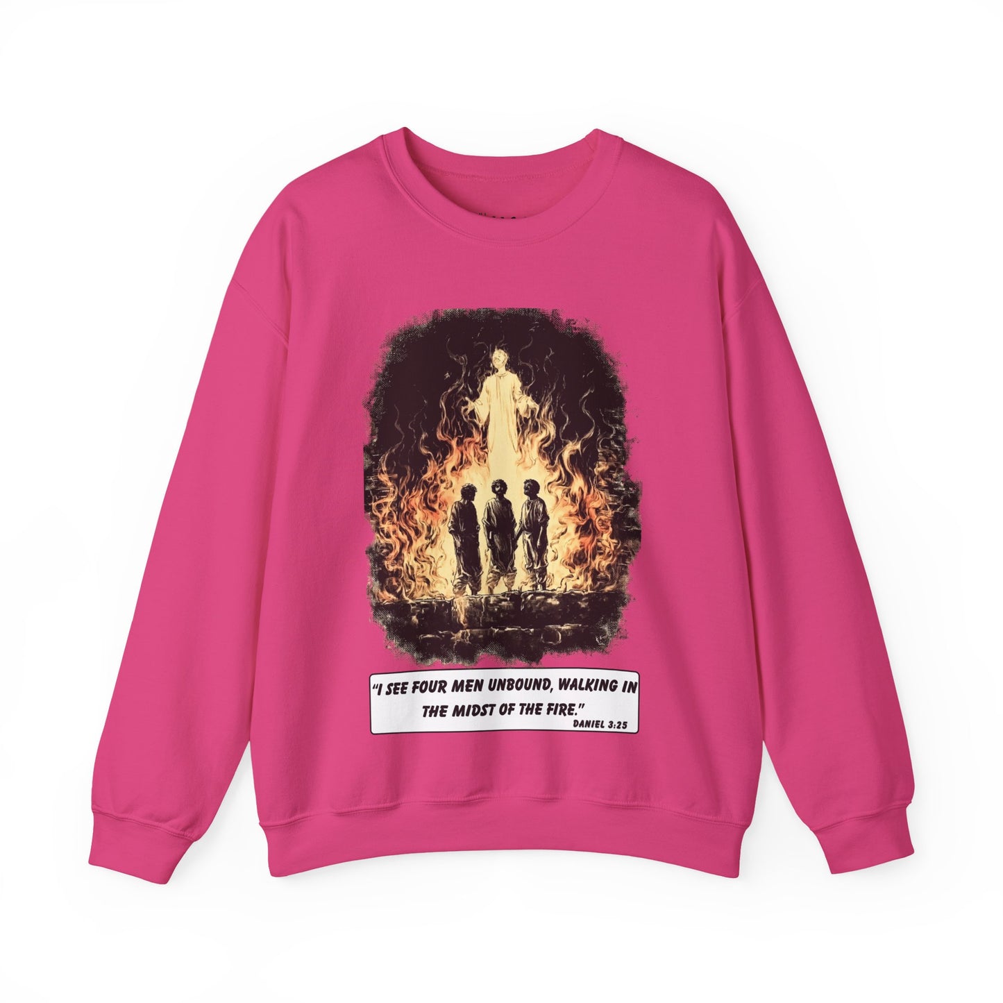 Fiery Furnace Sweater – Black & White Faith Ink Panel (Dan 3:25)