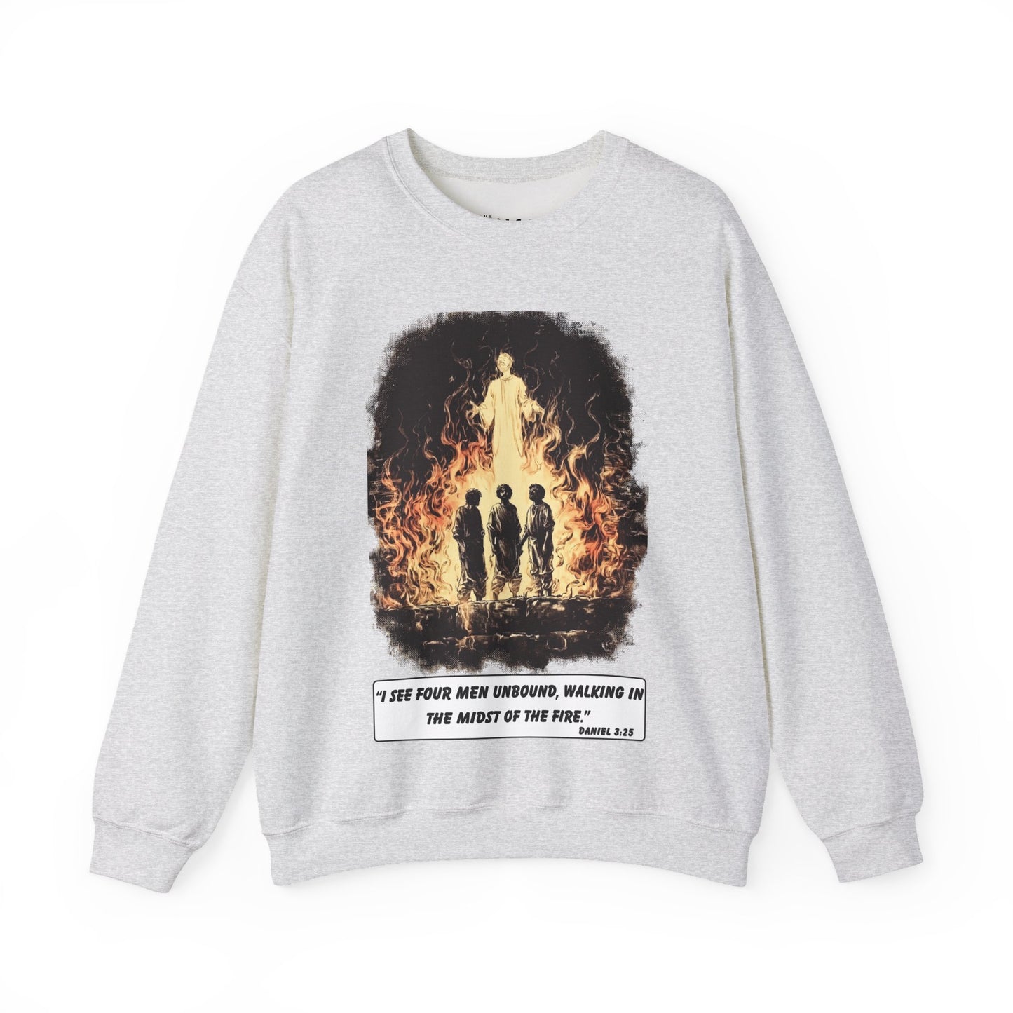 Fiery Furnace Sweater – Black & White Faith Ink Panel (Dan 3:25)