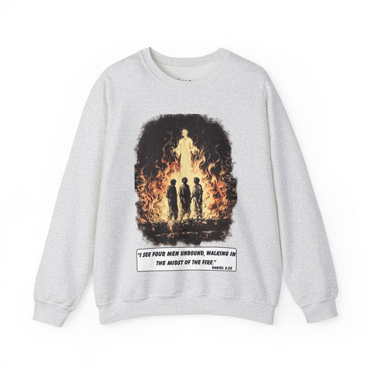 Fiery Furnace Sweater – Black & White Faith Ink Panel (Dan 3:25)