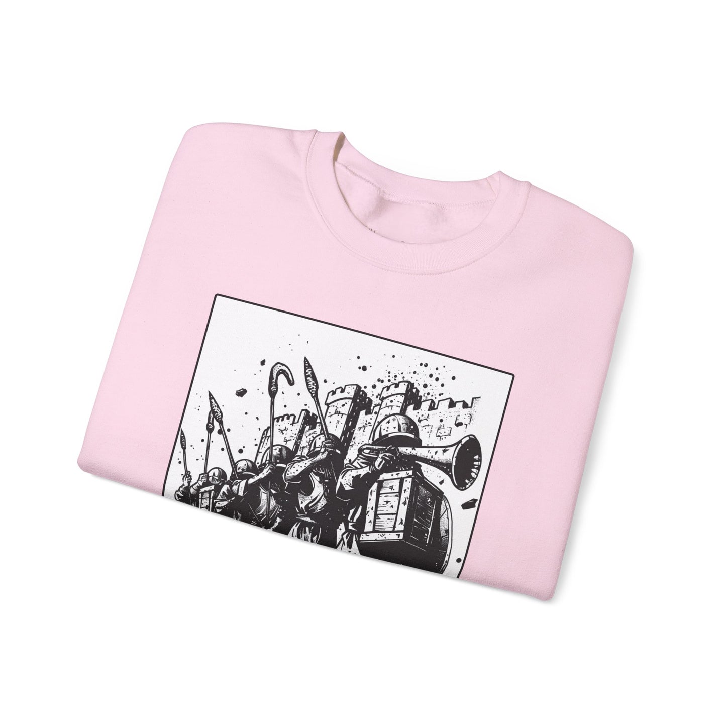 Jericho Sweater – Black & White Faith Ink Panel (Josh 6:16)