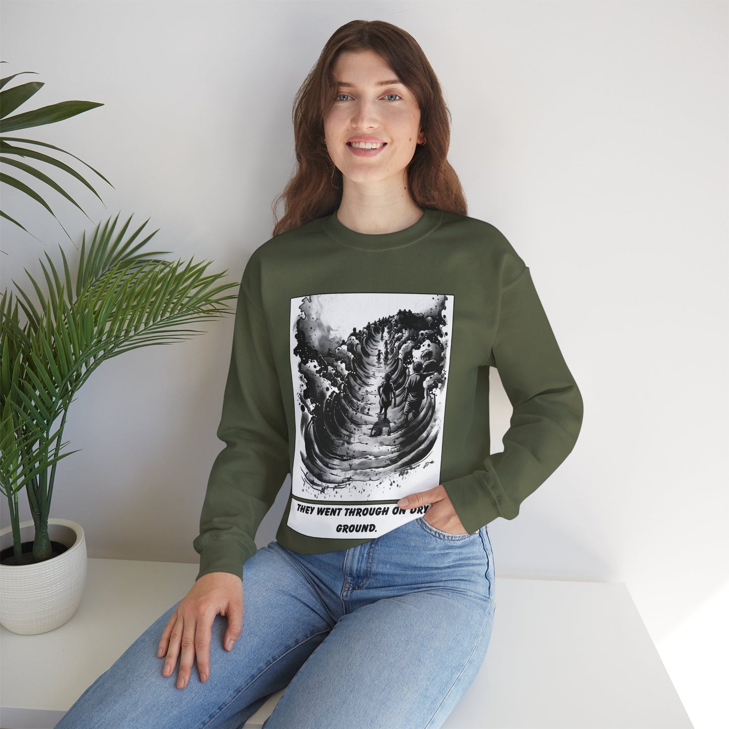 Red Sea (Dry Ground) Sweater – Black & White Faith Ink Panel (Ex 14:22)
