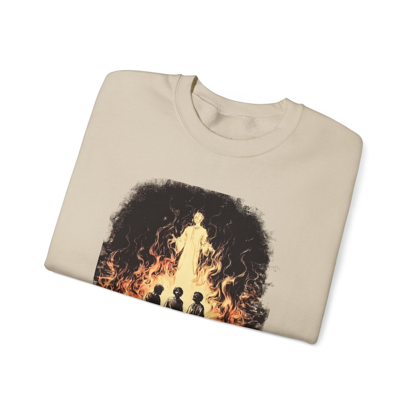 Fiery Furnace Sweater – Black & White Faith Ink Panel (Dan 3:25)