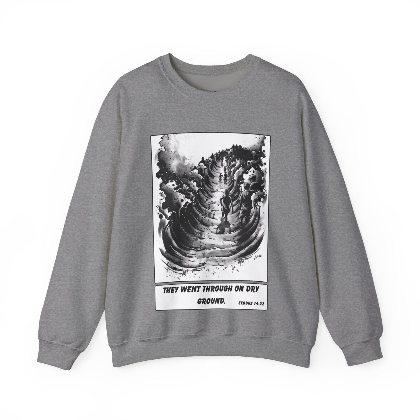Red Sea (Dry Ground) Sweater – Black & White Faith Ink Panel (Ex 14:22)
