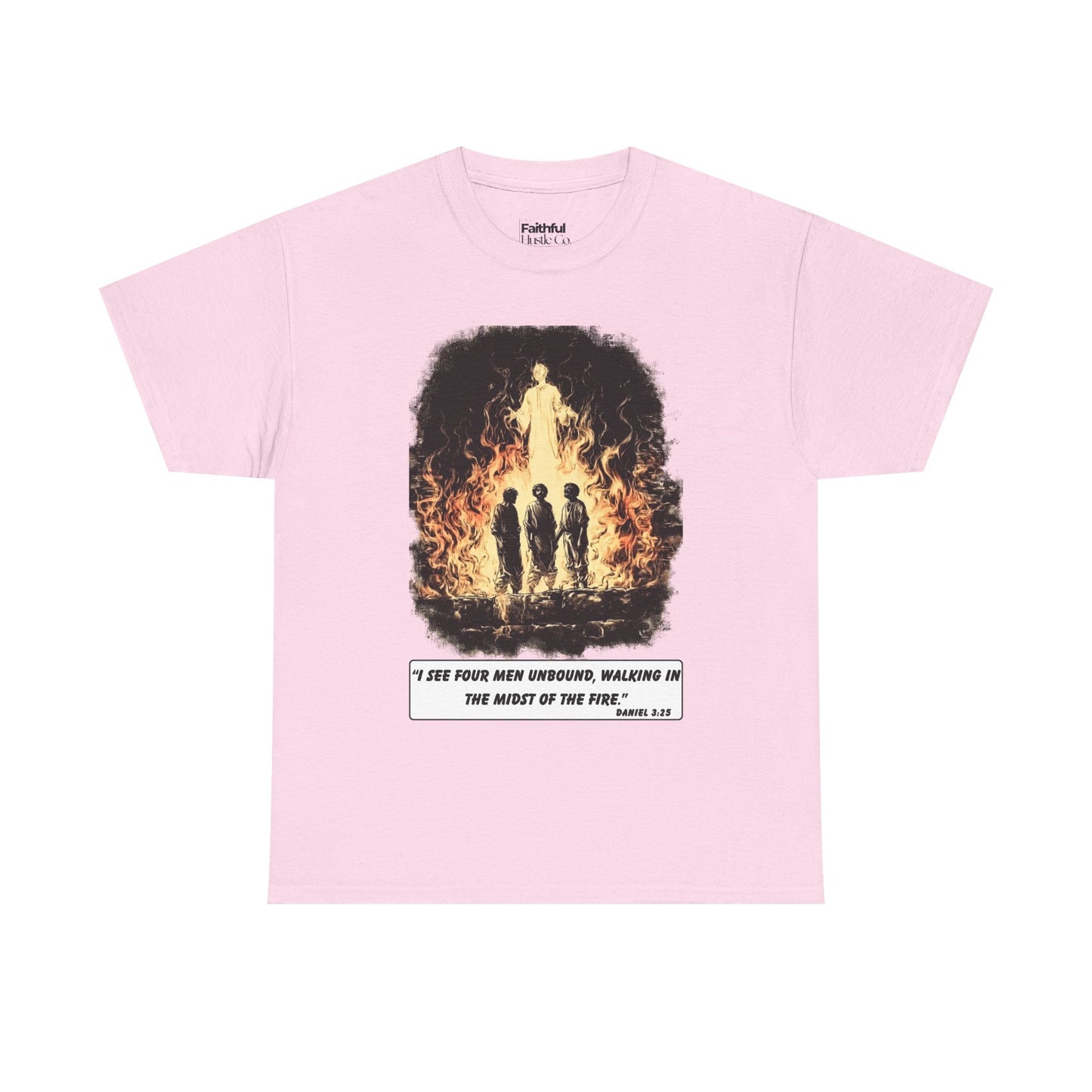 Fiery Furnace Tee – Black & White Faith Ink Panel (Dan 3:25)
