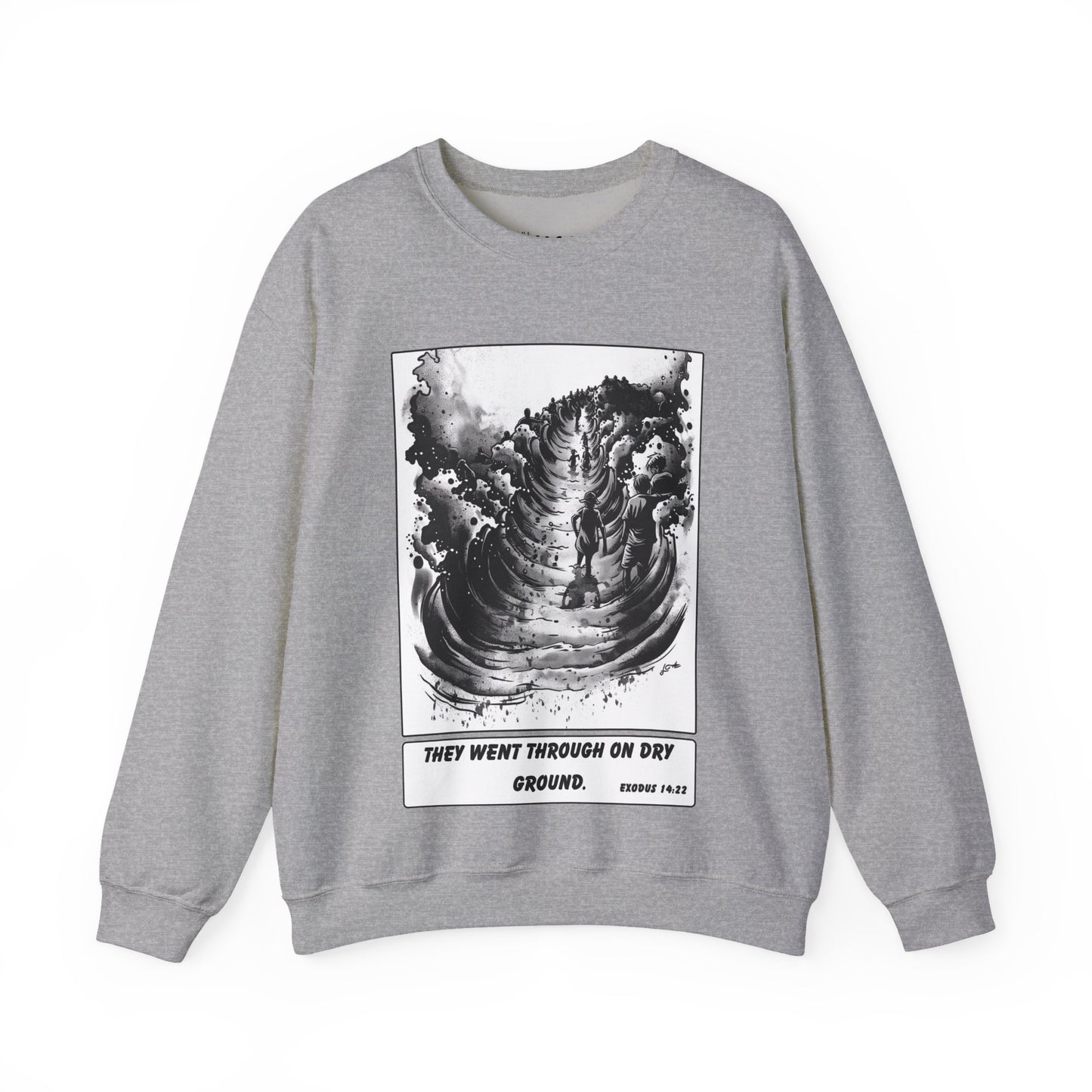 Red Sea (Dry Ground) Sweater – Black & White Faith Ink Panel (Ex 14:22)