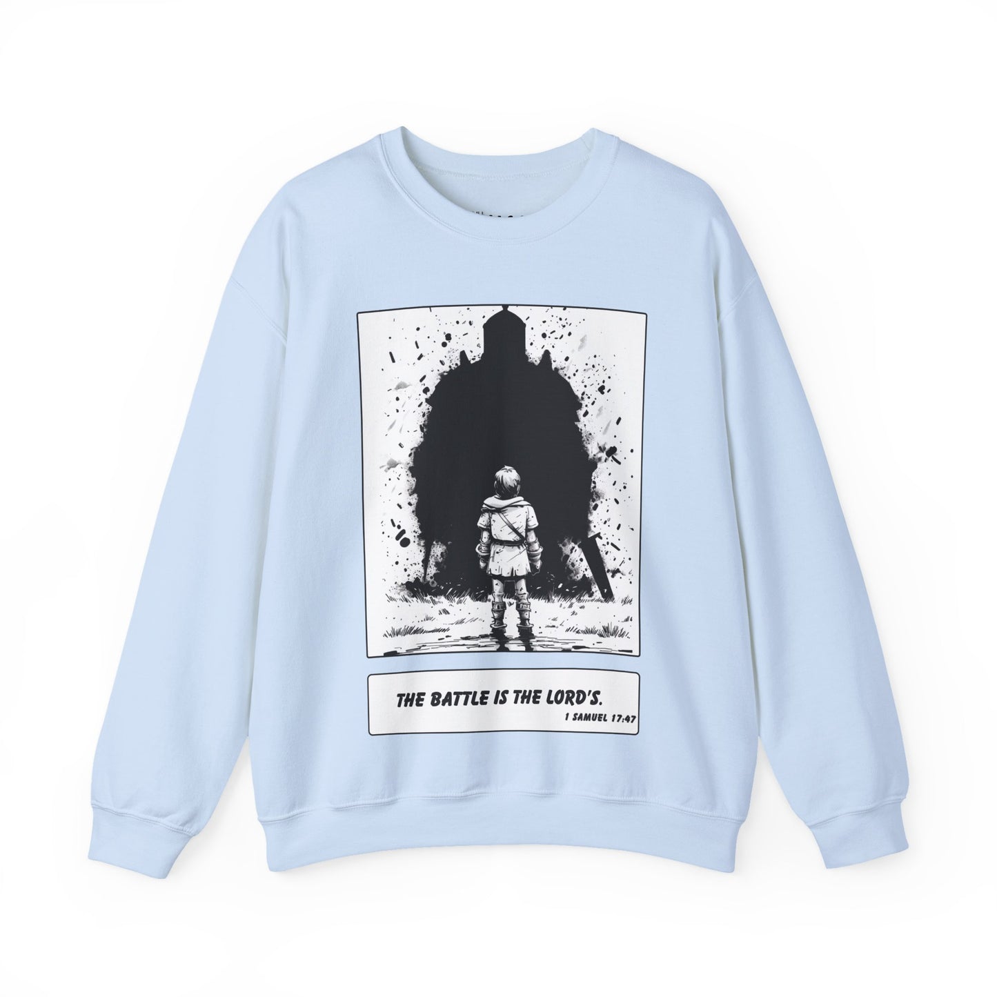 David & Goliath Sweater – Black & White Faith Ink Panel (1 Sam 17:47)