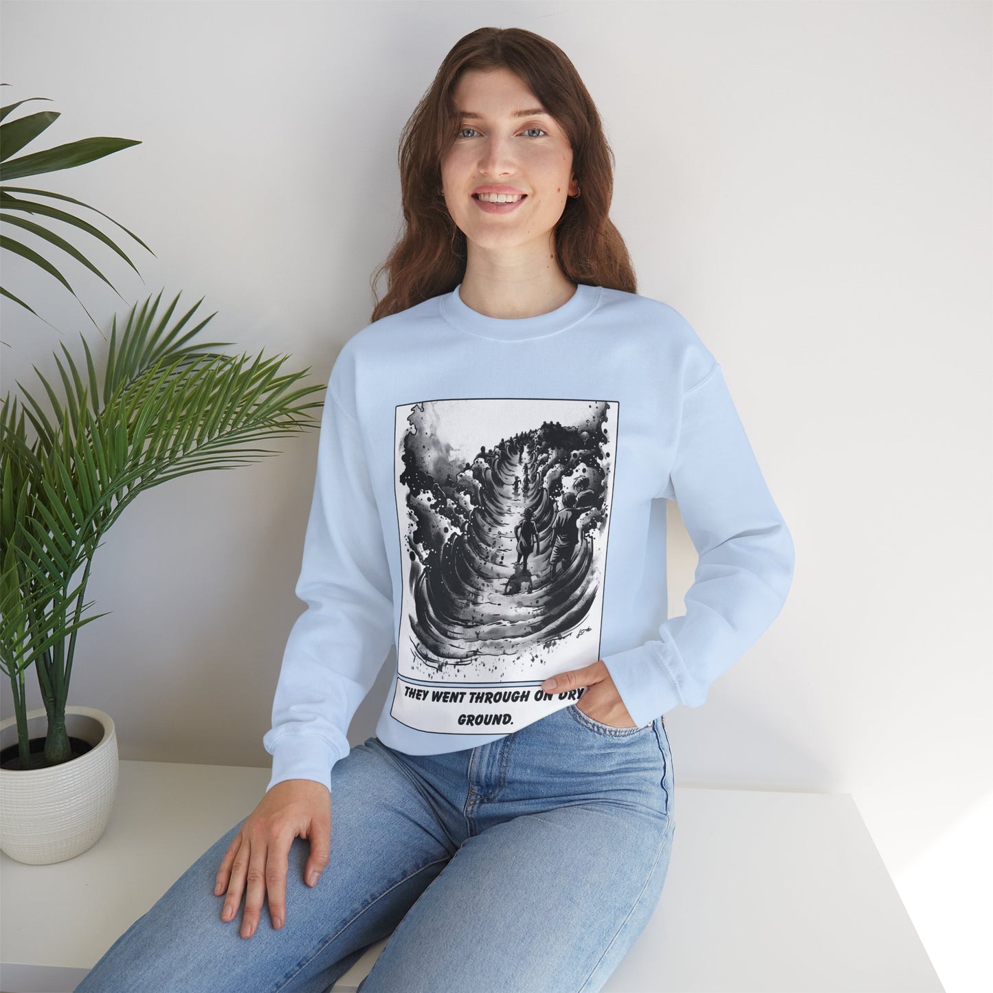 Red Sea (Dry Ground) Sweater – Black & White Faith Ink Panel (Ex 14:22)
