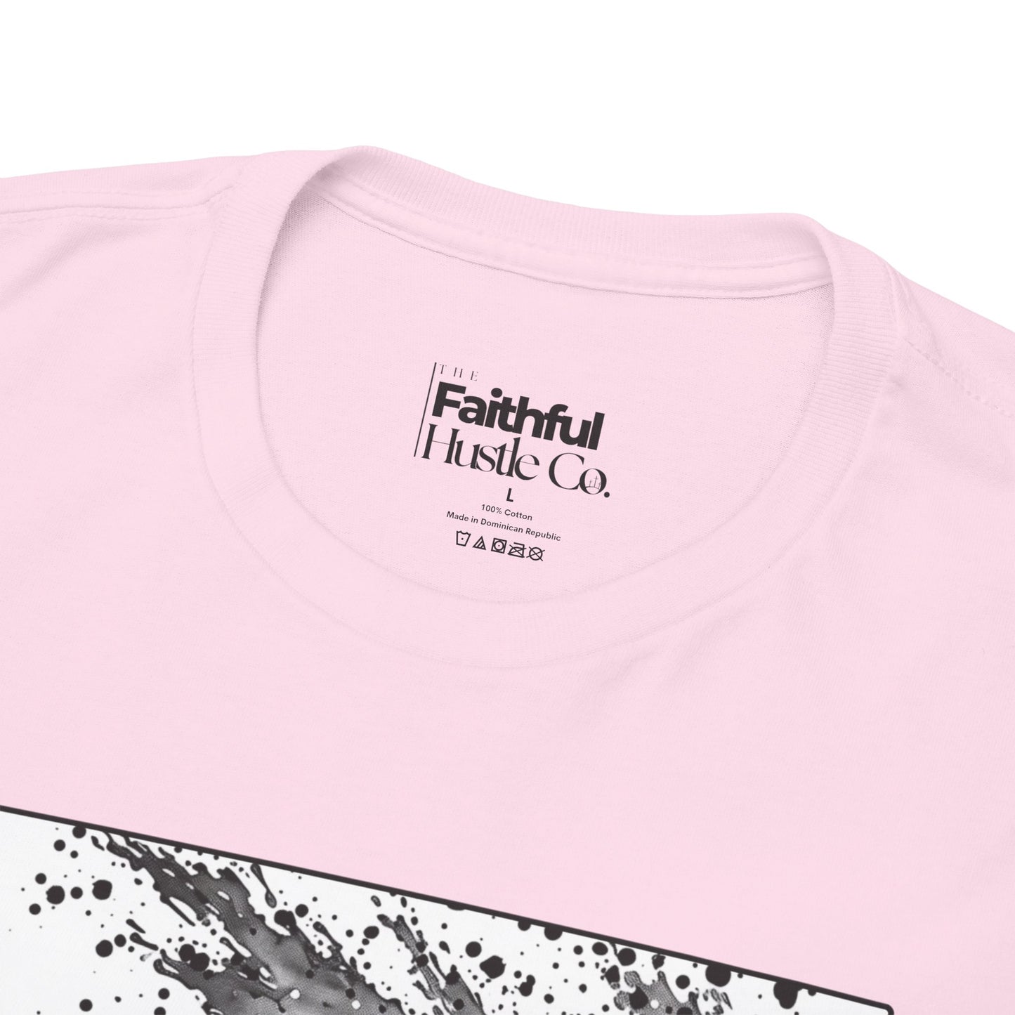 Moses & The Red Sea Staff Raised Tee – Black & White Faith Ink Panel (Ex 14:14)