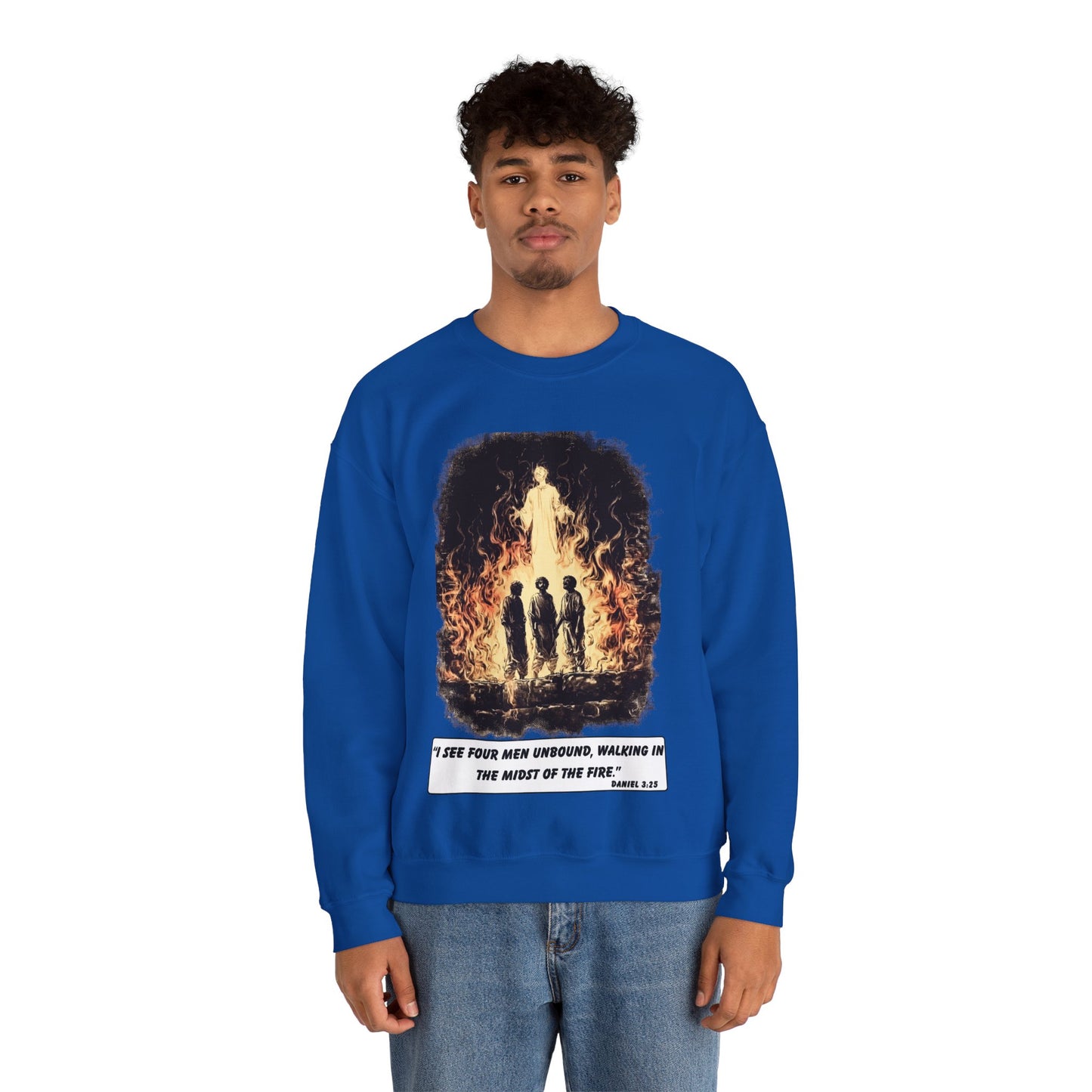 Fiery Furnace Sweater – Black & White Faith Ink Panel (Dan 3:25)