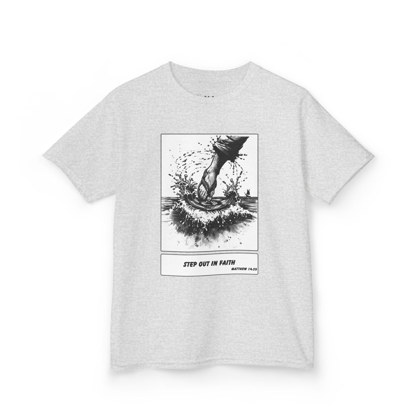 Walking on Water (Step Out in Faith) – Faith Ink Panel T-Shirt (B/W)