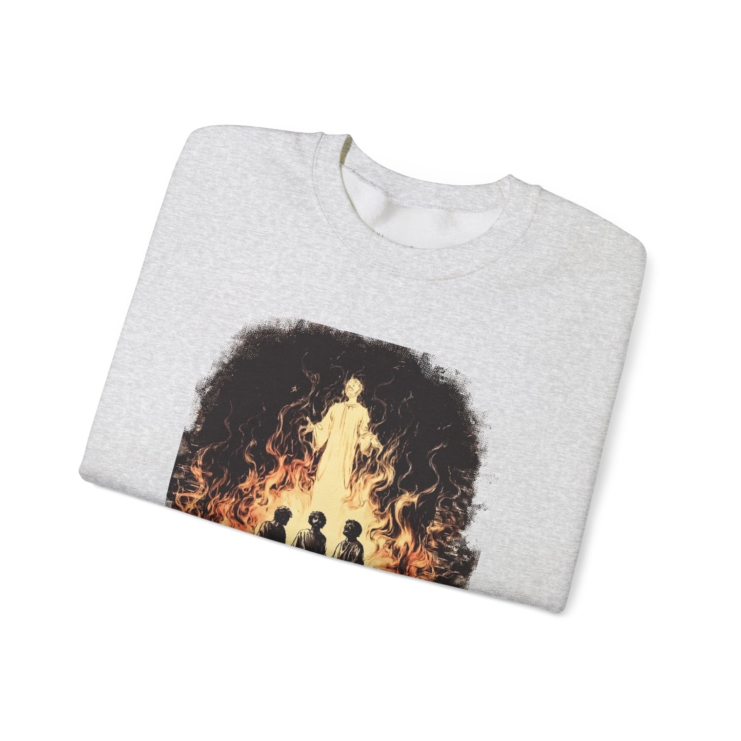 Fiery Furnace Sweater – Black & White Faith Ink Panel (Dan 3:25)