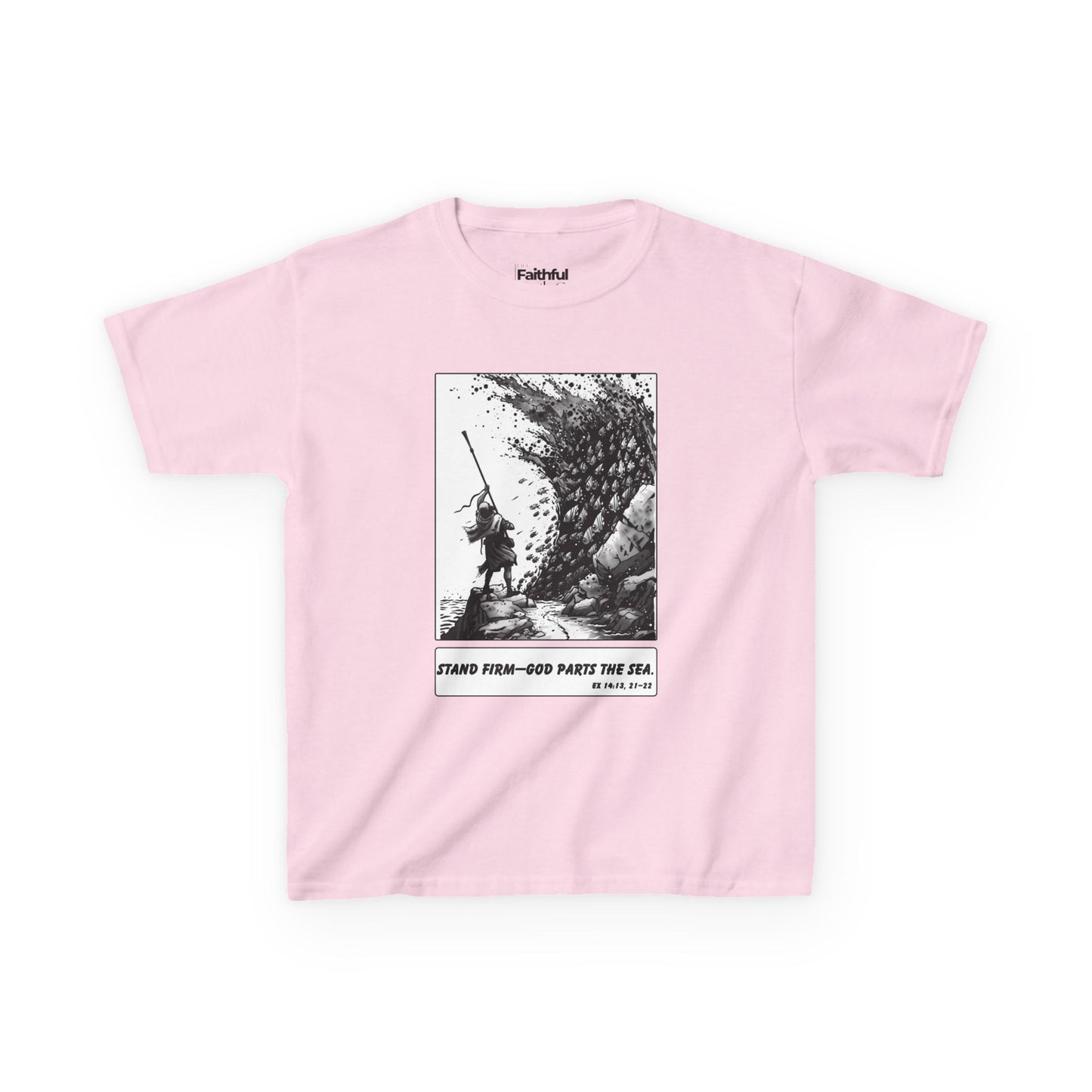 Moses & Parts The Red Sea (Staff Raised) – Faith Ink Panel T-Shirt