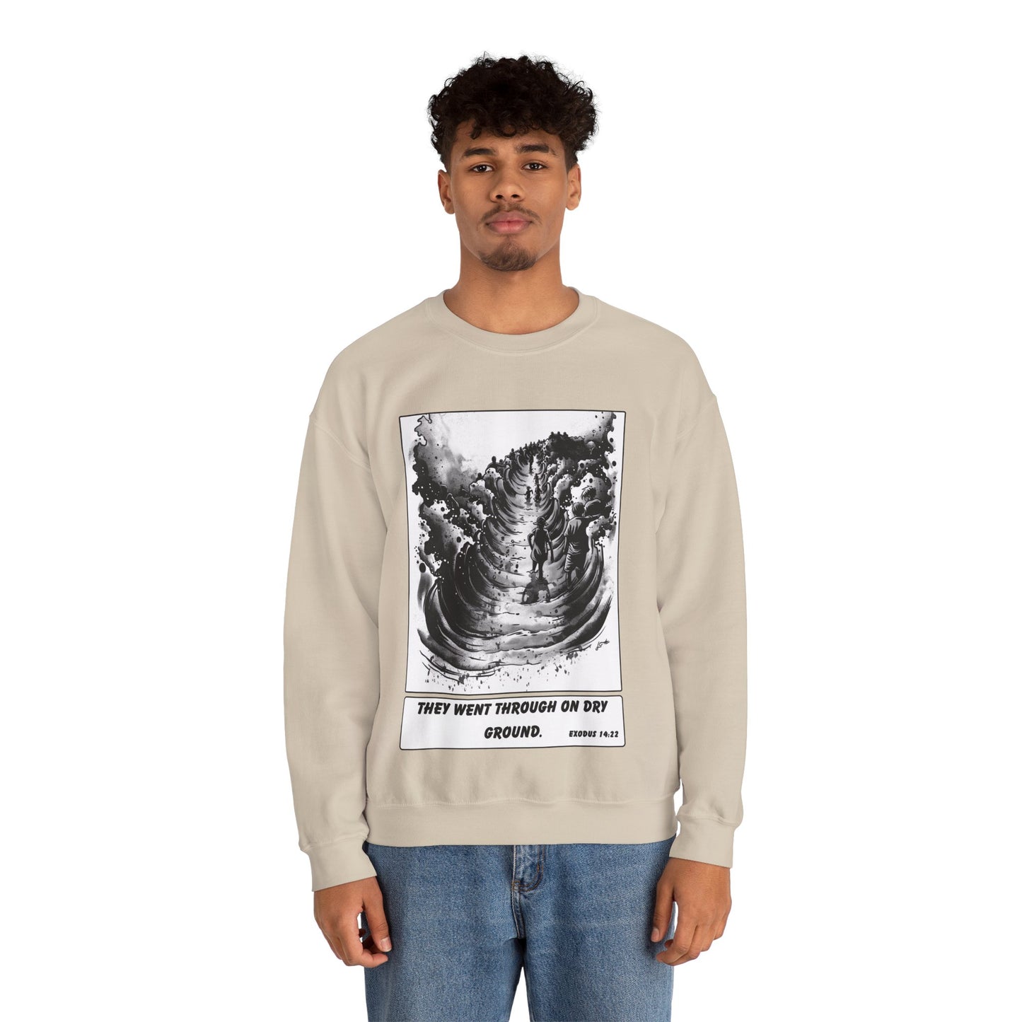 Red Sea (Dry Ground) Sweater – Black & White Faith Ink Panel (Ex 14:22)