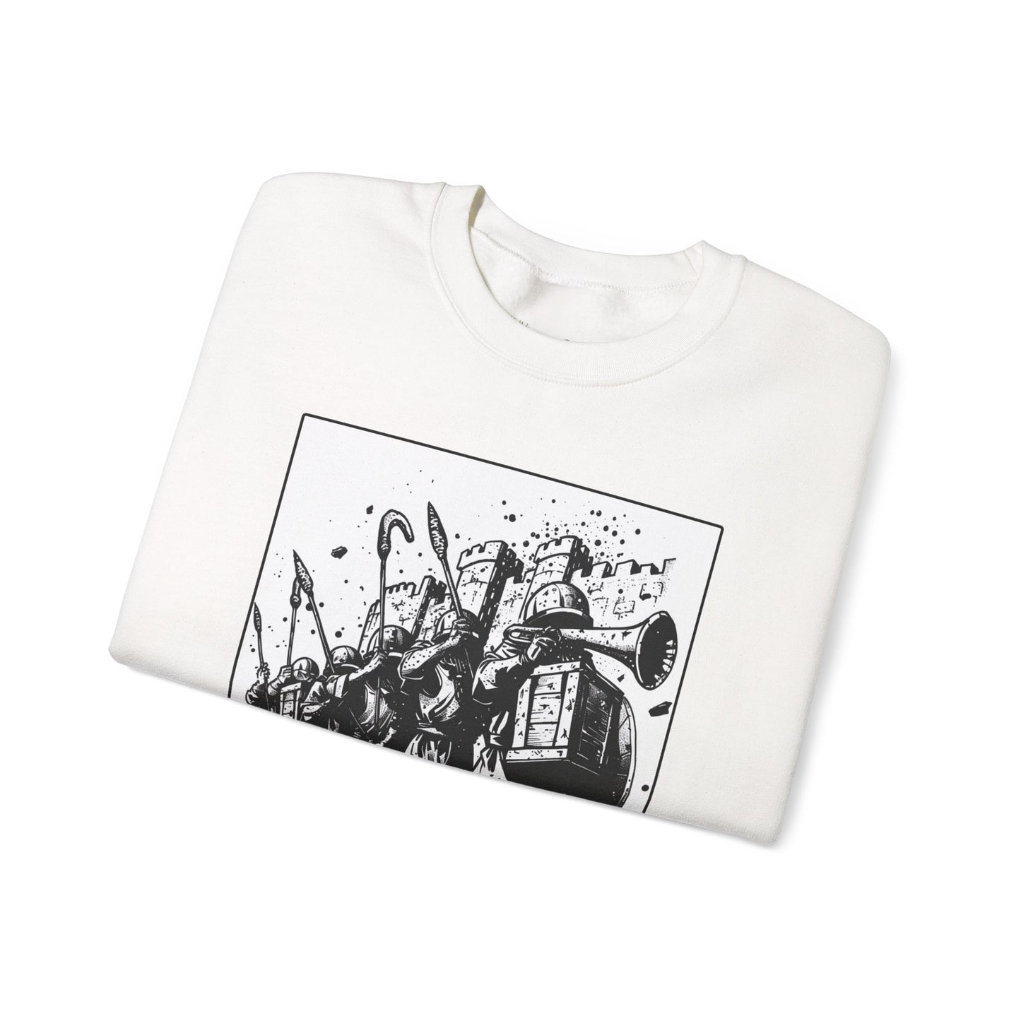 Jericho Sweater – Black & White Faith Ink Panel (Josh 6:16)