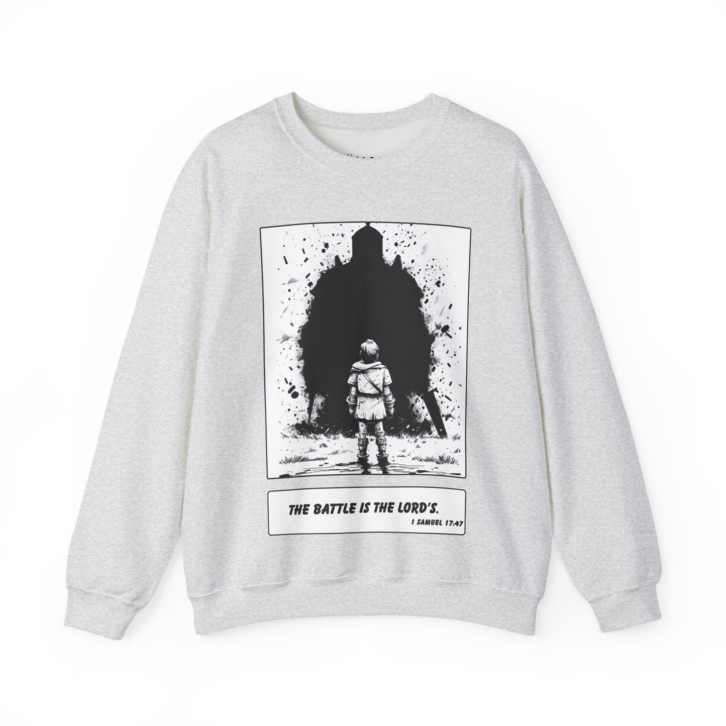 David & Goliath Sweater – Black & White Faith Ink Panel (1 Sam 17:47)