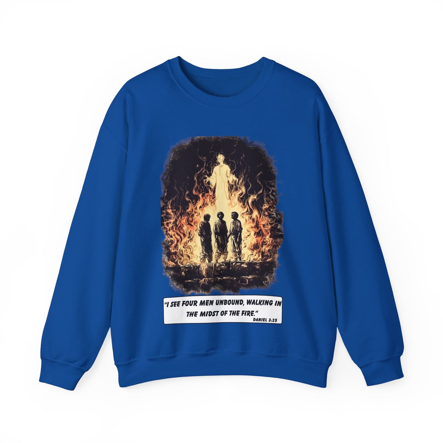 Fiery Furnace Sweater – Black & White Faith Ink Panel (Dan 3:25)