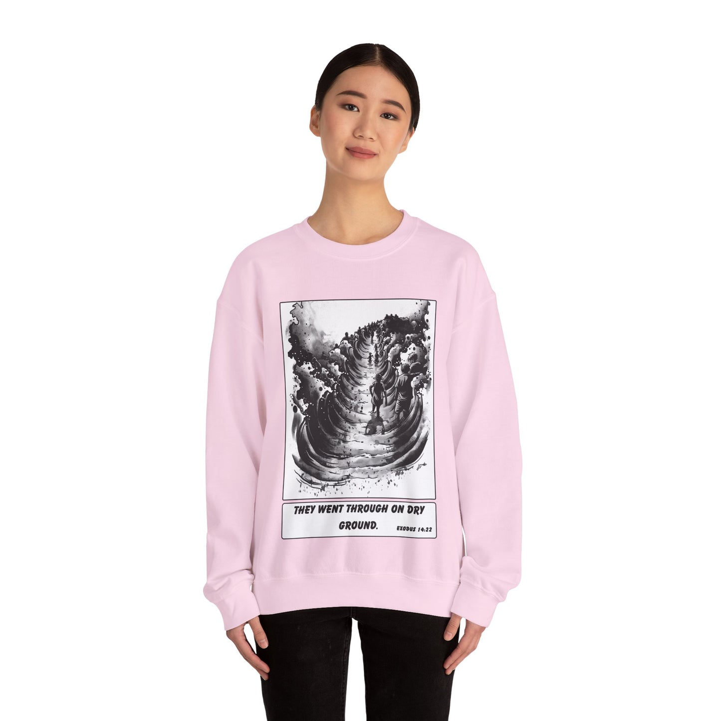 Red Sea (Dry Ground) Sweater – Black & White Faith Ink Panel (Ex 14:22)
