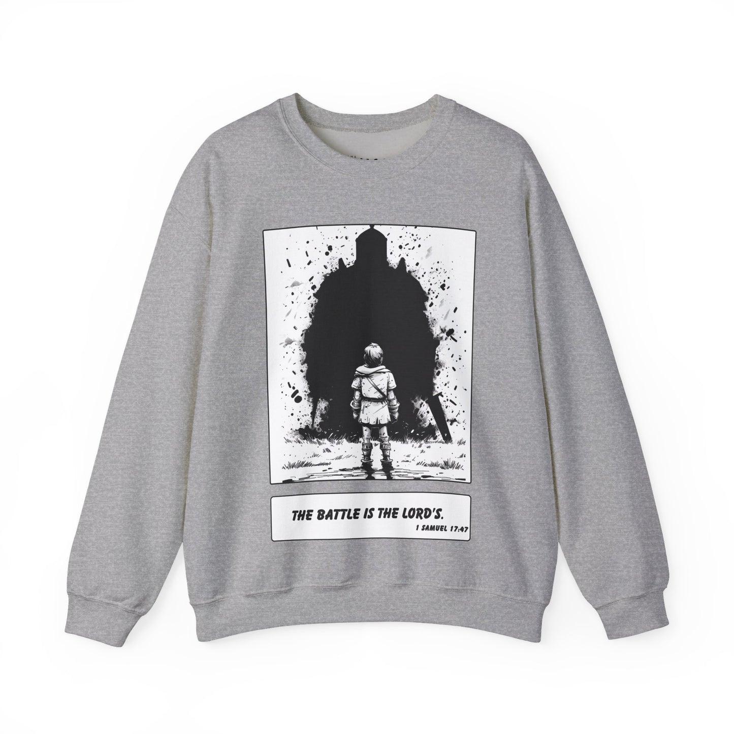 David & Goliath Sweater – Black & White Faith Ink Panel (1 Sam 17:47)