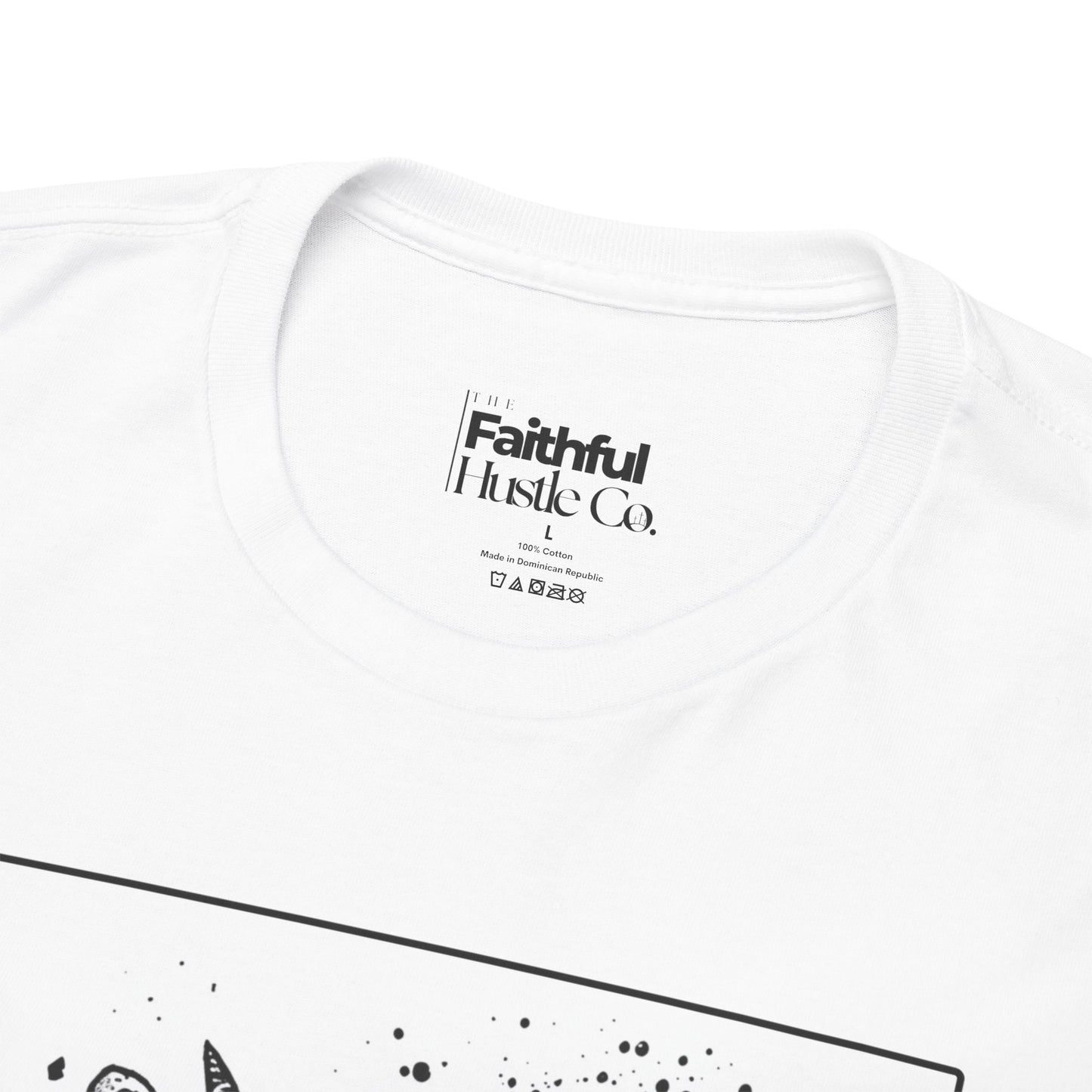 Jericho Trumpets T-Shirt – Black & White Faith Ink Panel (Josh 6:16)