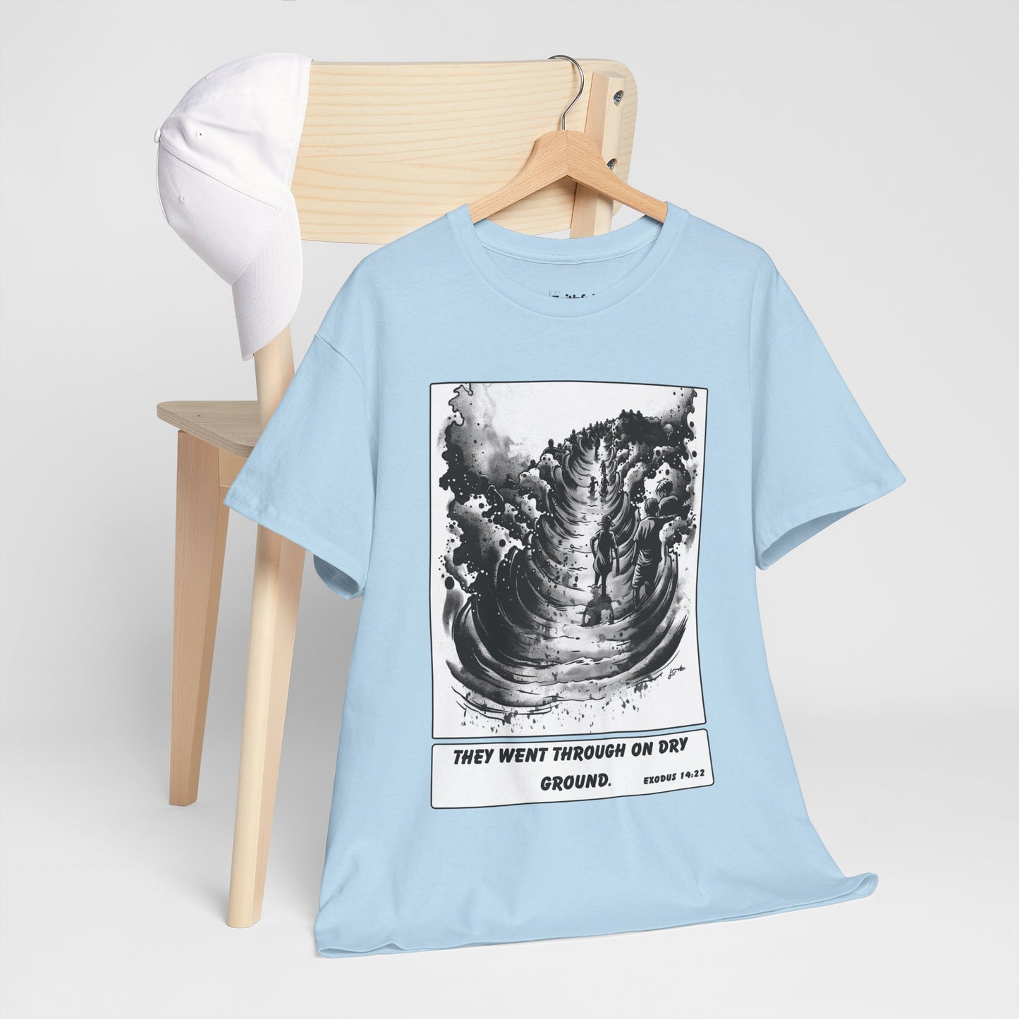 Red Sea Dry Ground Tee – Black & White Faith Ink Panel (Ex 14:22)